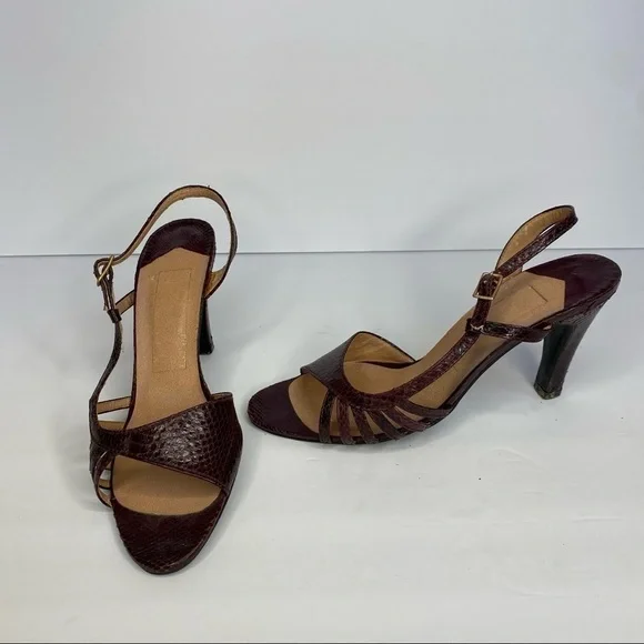 GENUINE Snakeskin Burgundy Heels - Picture 1 of 6